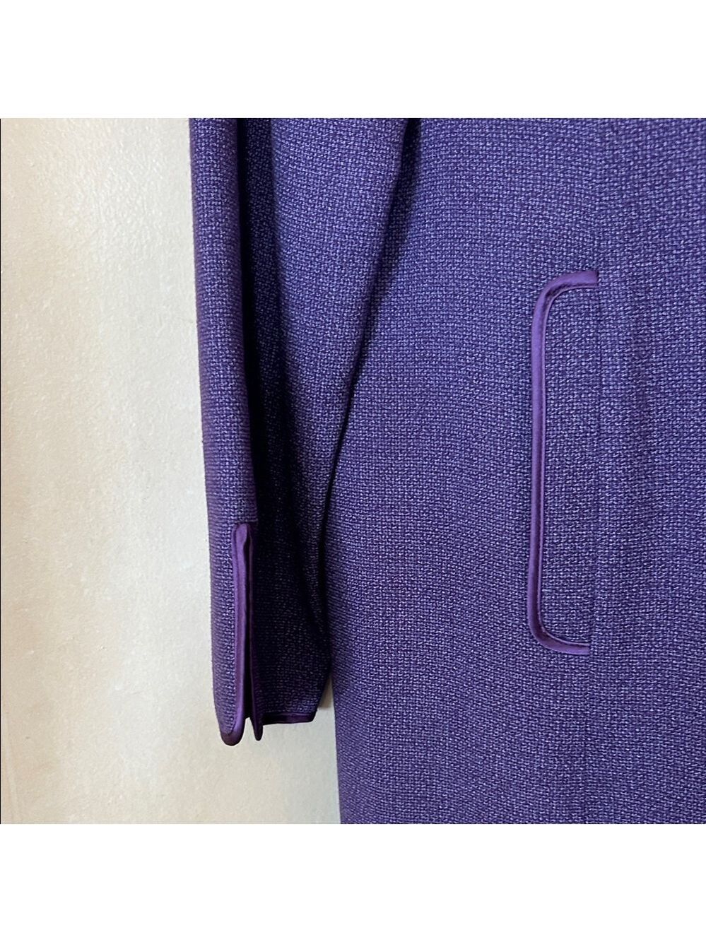 Diane Von Furstenberg Double-Breasted Violet Silk Frock Coat size M - Picture 4 of 10